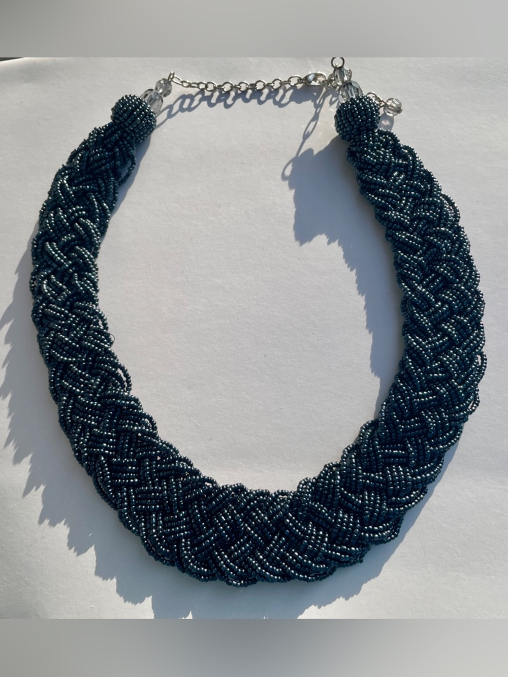 NEW Braided Seed Bead Collar Necklace - Navy Blue